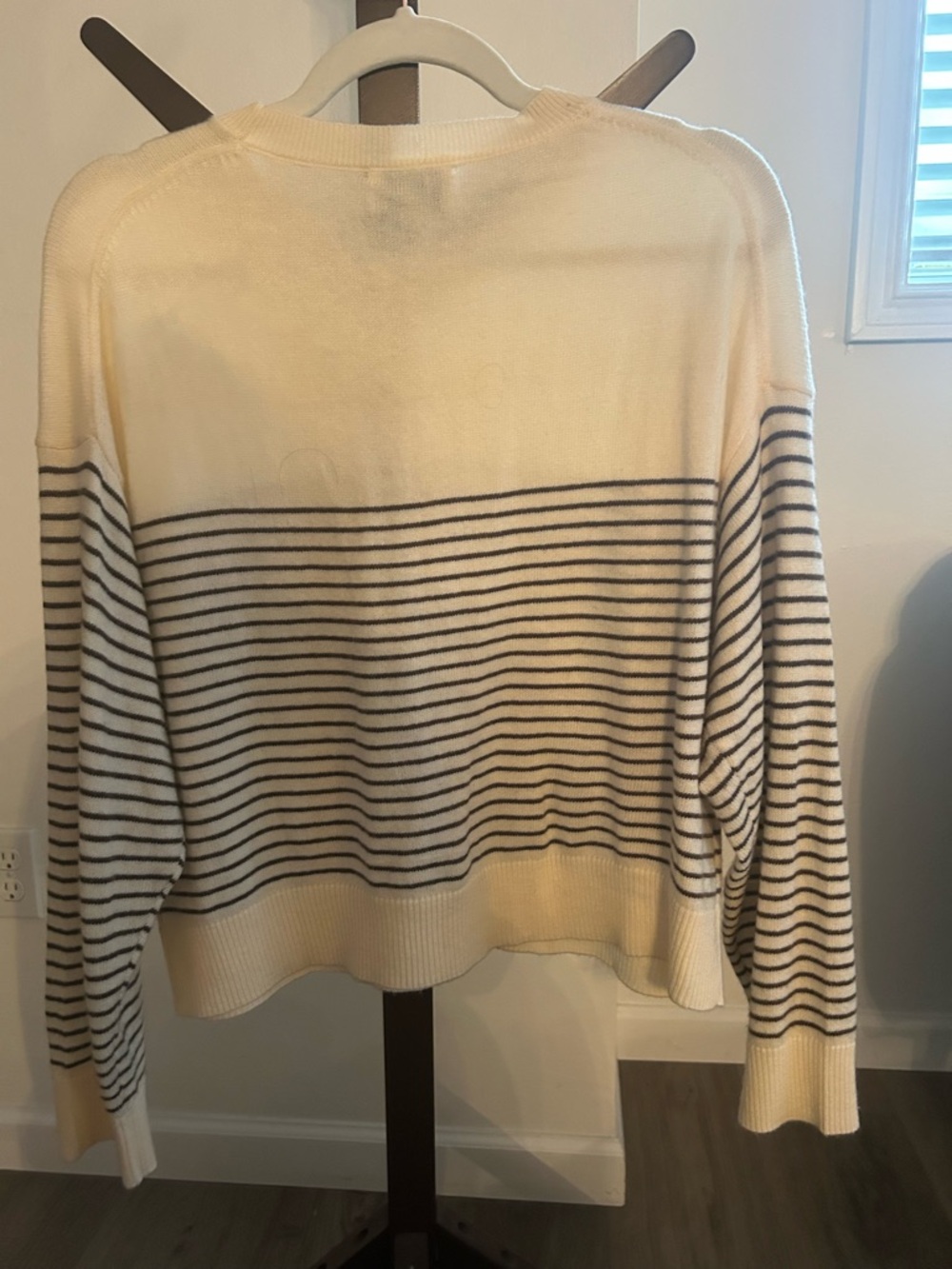 Miou Miou Cream Crewneck Sweater with Black Stripes - Picture 4 of 4